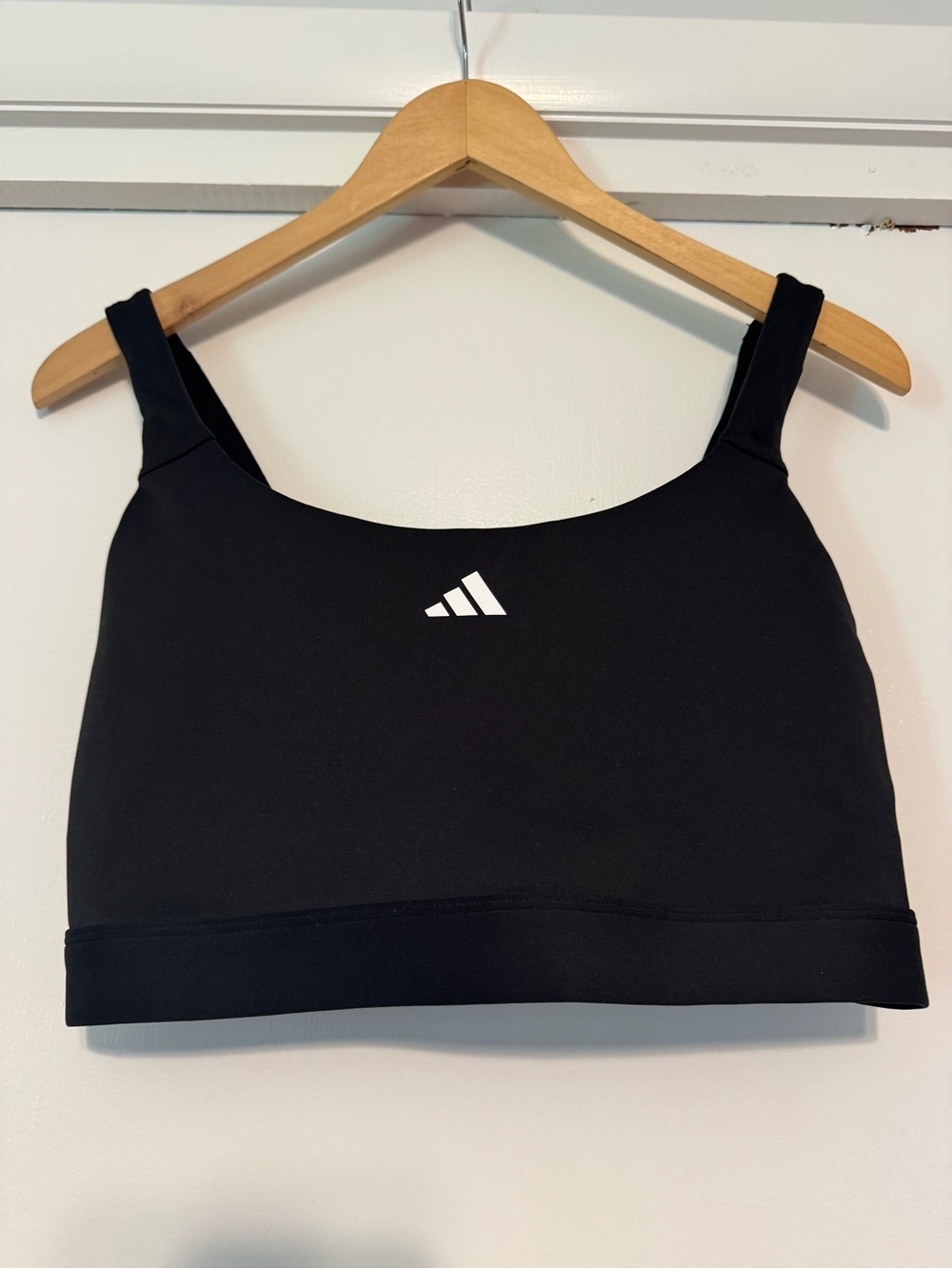 adidas Black Sports Bra with White Logo Detail